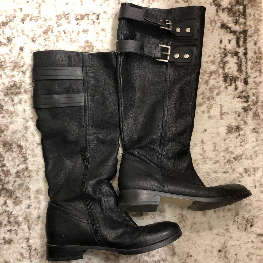 Nine West 🖤 tall black buckle riding boots